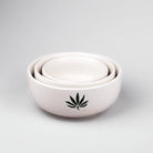 Decorative white leaf print bowls for dining

