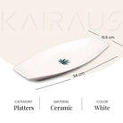 Handmade white leaf ceramic serving platter

