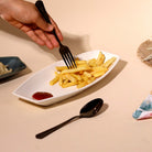 Decorative white leaf platter for home dining

