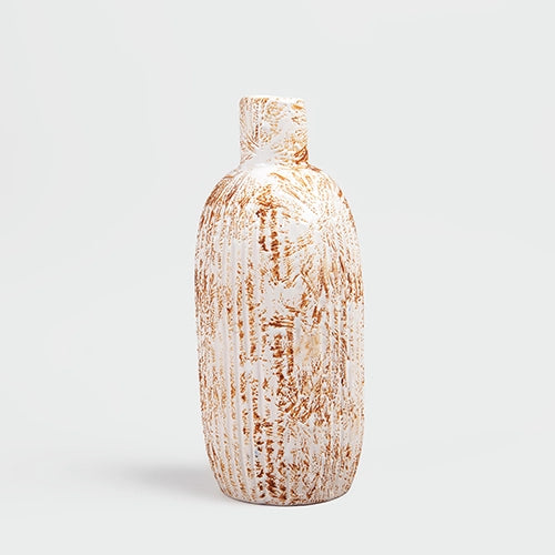 Elegant white flower vase featuring detailed patterns

