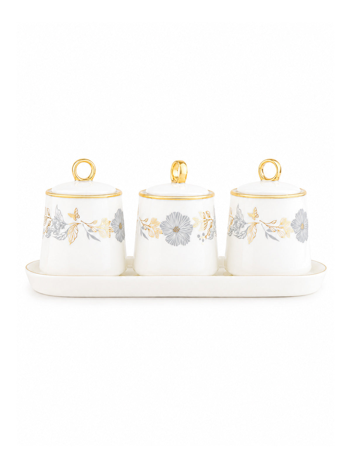 Willow gold condiment set with tray

