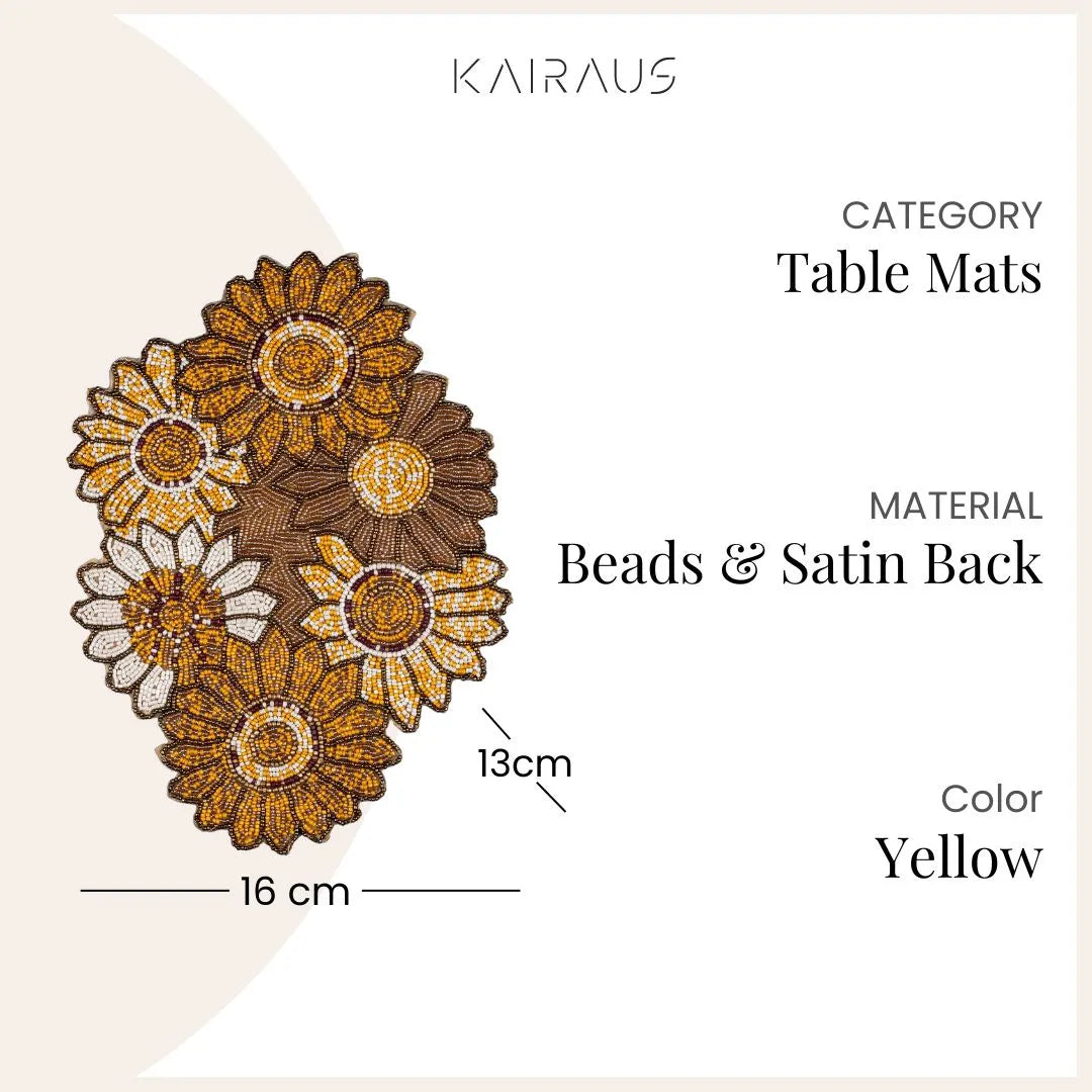 Decorative yellow white flower doily for dining table
