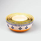 Set of 4 yellow printed serving bowls

