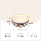 Four-piece yellow printed bowl set

