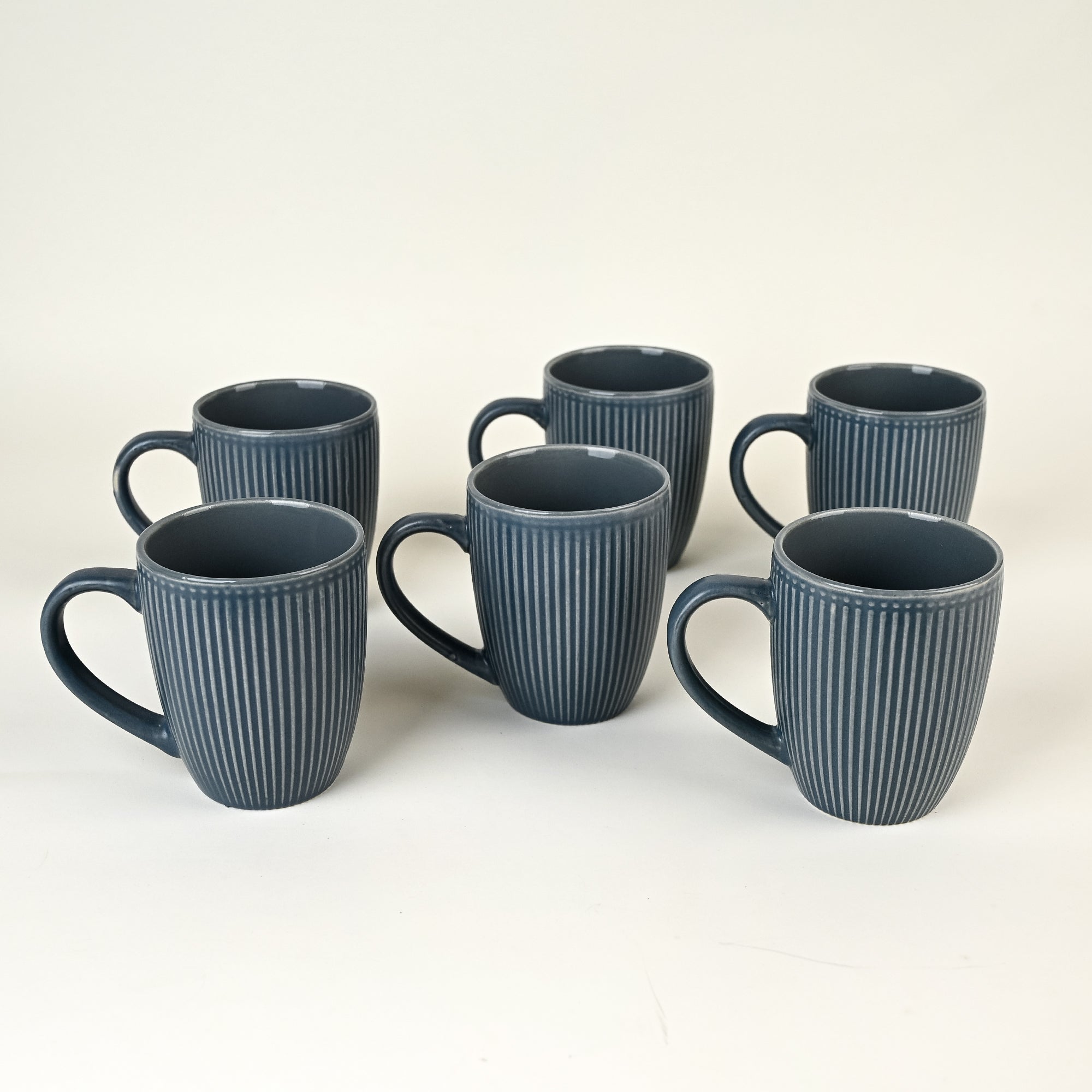 Aegean Blue Ceramic Coffee Mug Set of 6