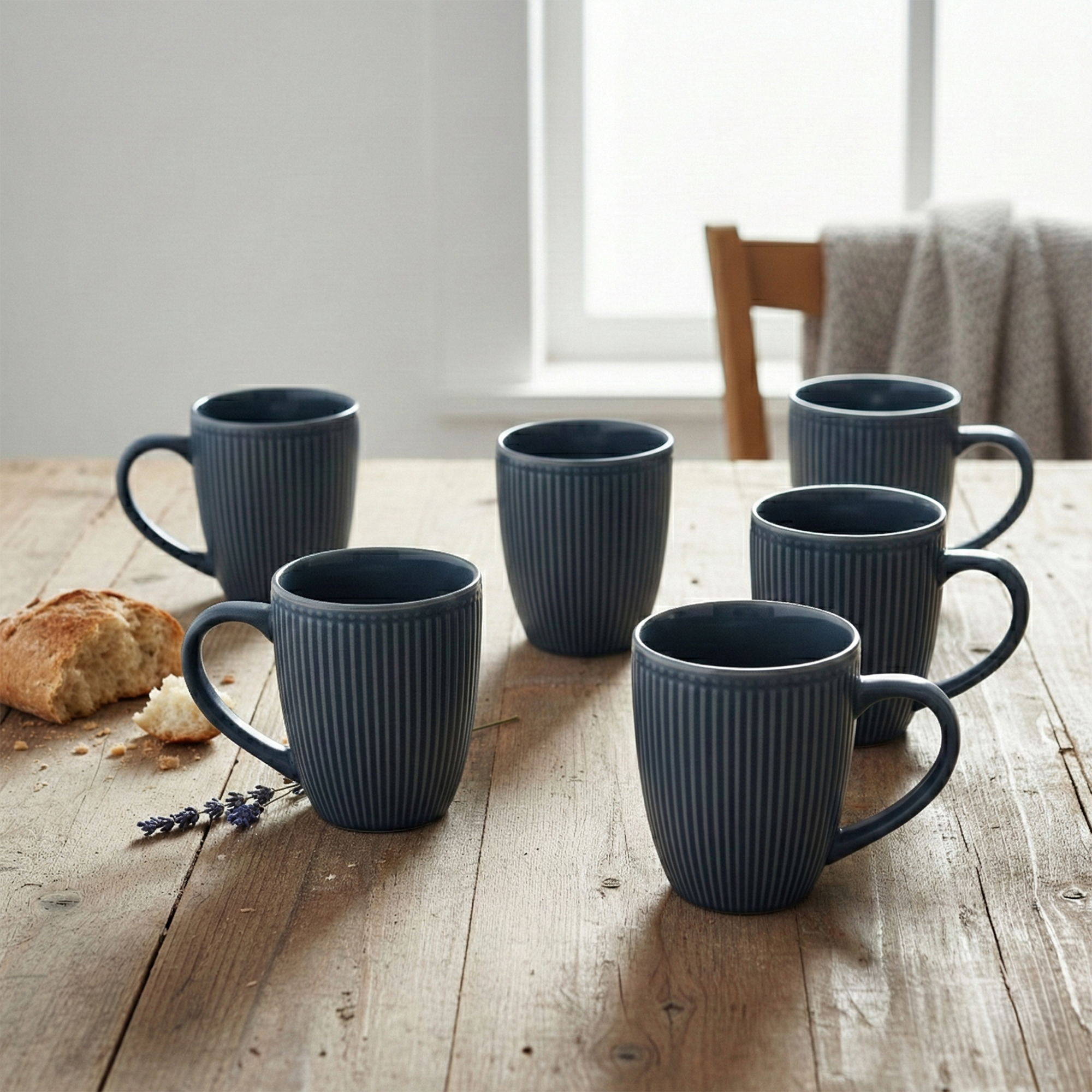 Aegean Blue Ceramic Coffee Mug Set of 6