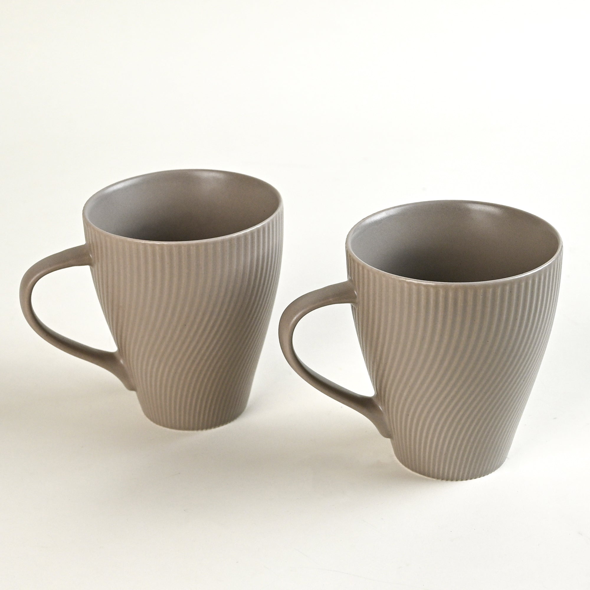 Ash Grey Unique New Bone China Coffee Mug Set of 2