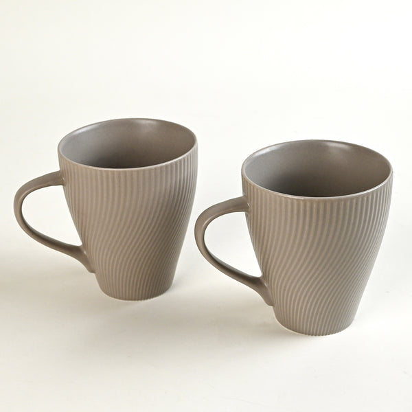 Ash Grey Unique New Bone China Coffee Mug Set of 2
