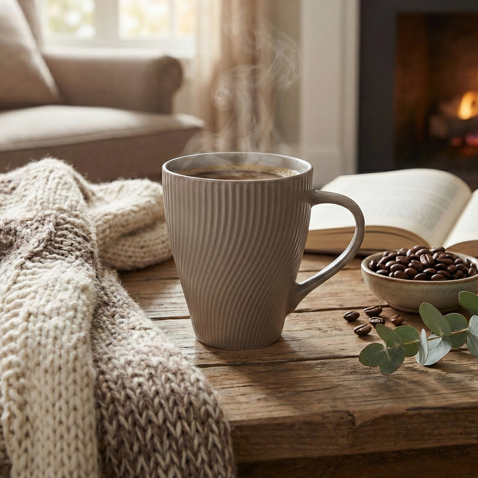 Ash Grey Unique New Bone China Coffee Mug