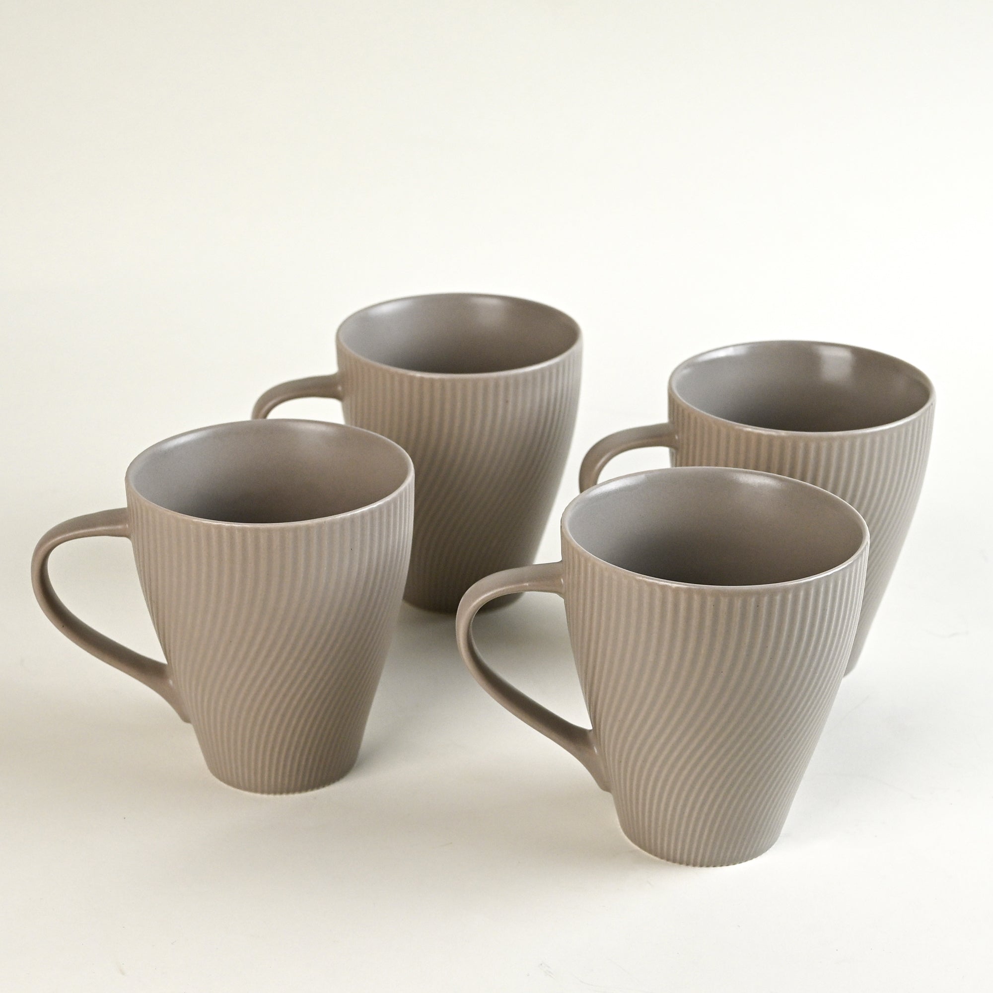 Ash Grey Unique New Bone China Coffee Mug Set of 4