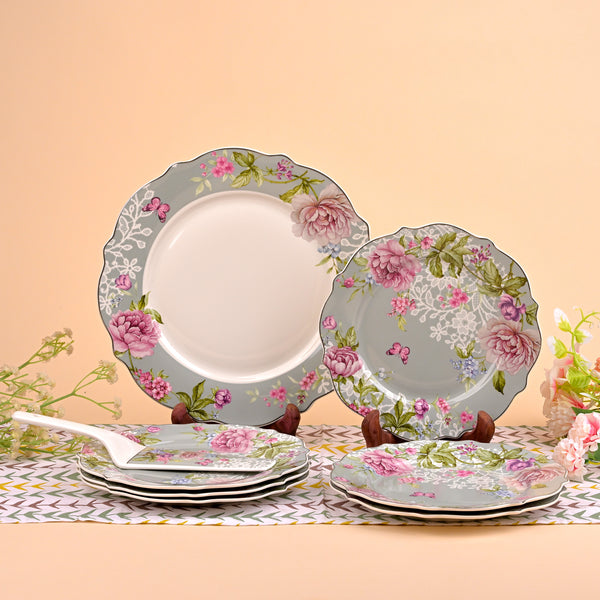 Azure Blossom 8 Pcs. Bone China Dinner Set