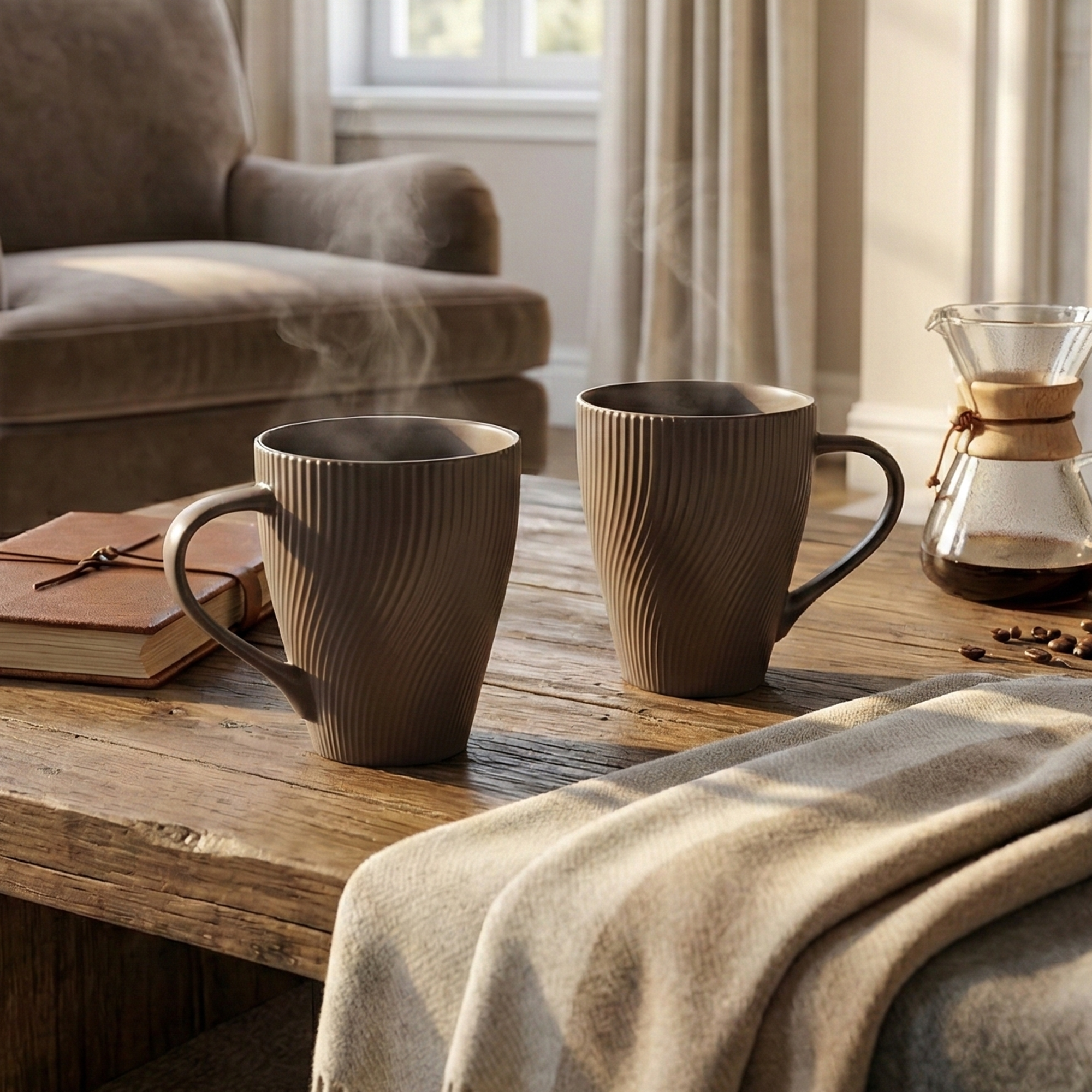 Cedar Unique New Bone China Coffee Mug Set of 2