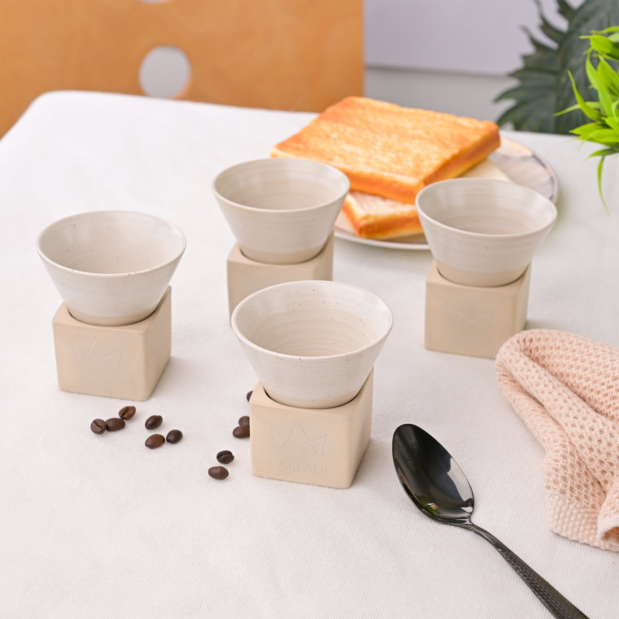 The Elements Conical Ceramic Coffee Mug Tea Cup Set of 4