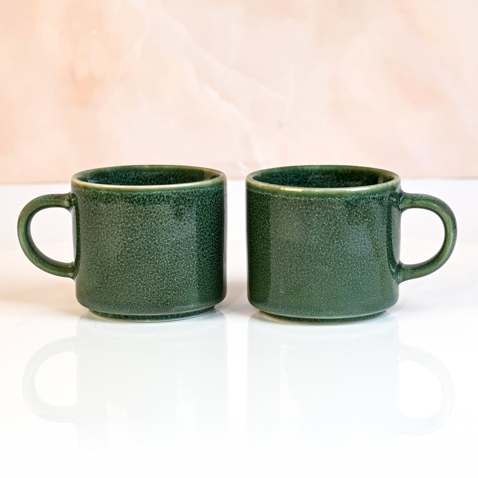 Forest Green New Bone China Tea Cups Set of 2