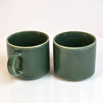 Forest Green New Bone China Tea Cups Set of 2