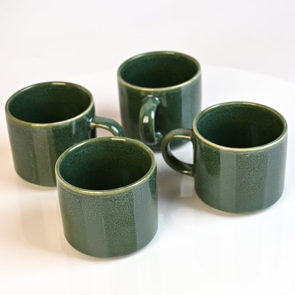 Forest Green New Bone China Tea Cups Set of 4