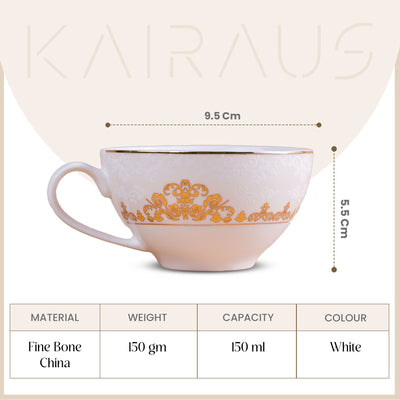 Dinara: Vintage New Fine Bone China Cup Set (Set of 6)
