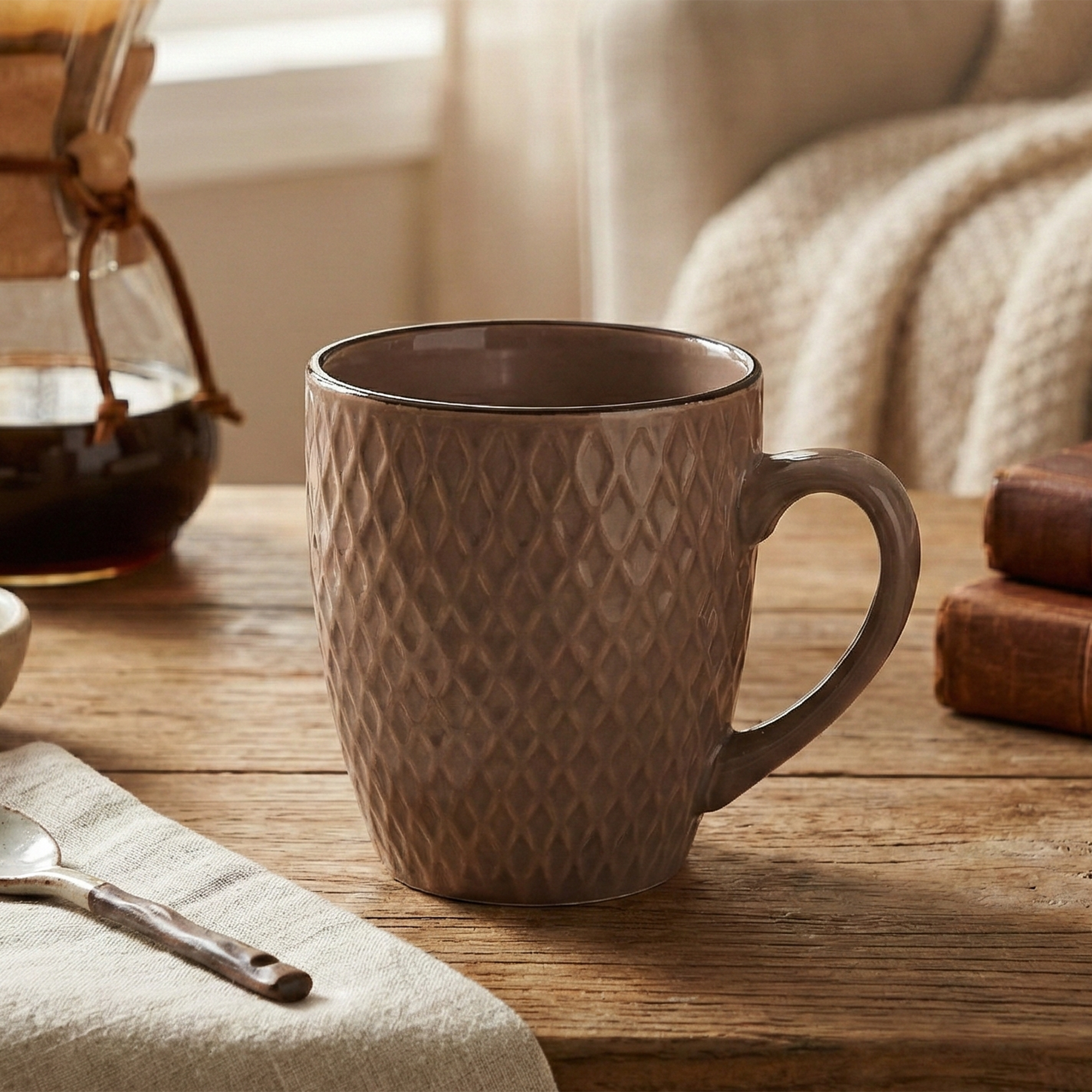 Earthy Brown Patterned Ceramic Cup