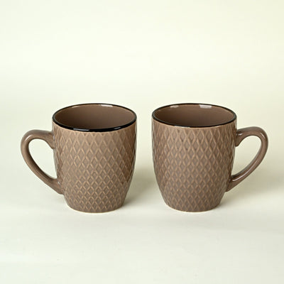 Earthy Brown Patterned Ceramic Cup