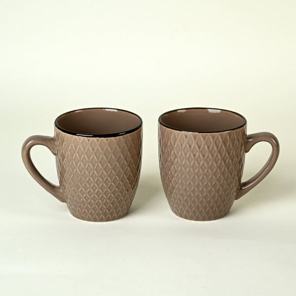 Earthy Brown Patterned Ceramic Cup