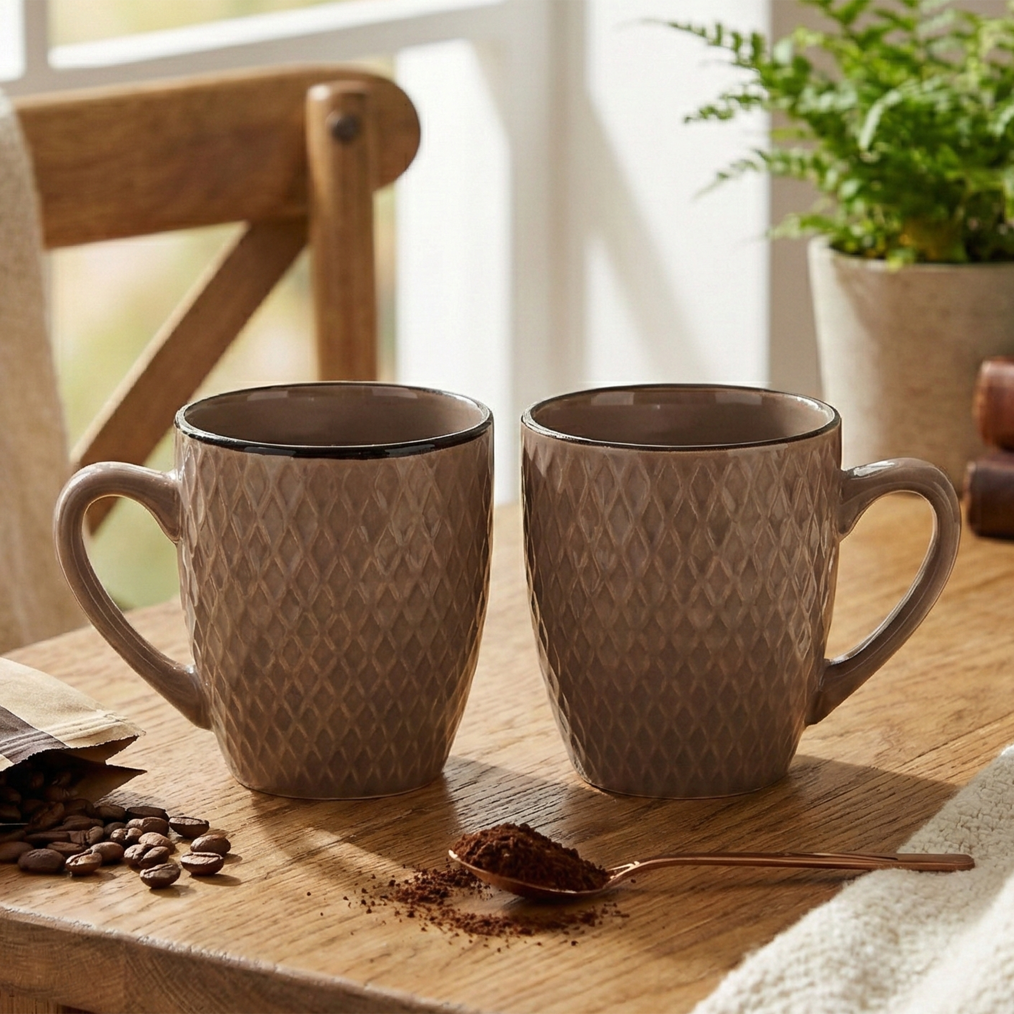 Earthy Brown Patterned Ceramic Cup