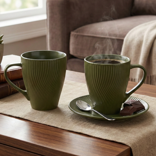 Fern Green Unique New Bone China Coffee Mug