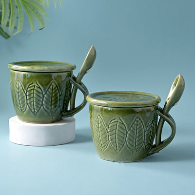 Green Bliss Ceramic Cup Set of 2