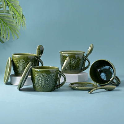 Green Bliss Ceramic Cup Set of 4