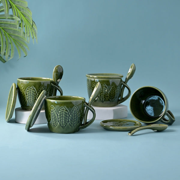 Green Bliss Ceramic Cup Set of 4