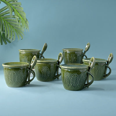 Green Bliss Ceramic Cup Set of 6