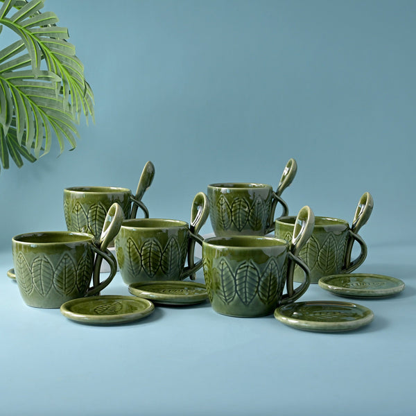 Green Bliss Ceramic Cup Set of 6