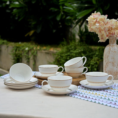 Hiraya: Graceful Bone China Tea Cup Set (Set of 6)