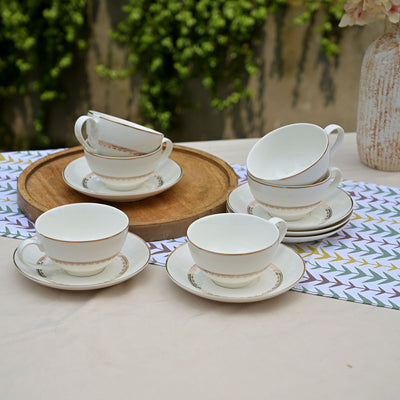 Hiraya: Graceful Bone China Tea Cup Set (Set of 6)