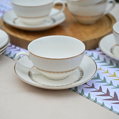 Hiraya: Graceful Bone China Tea Cup Set (Set of 6)