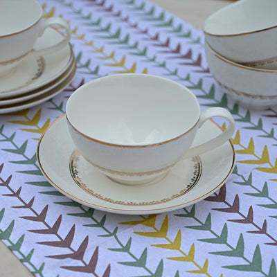 Hiraya: Graceful Bone China Tea Cup Set (Set of 6)