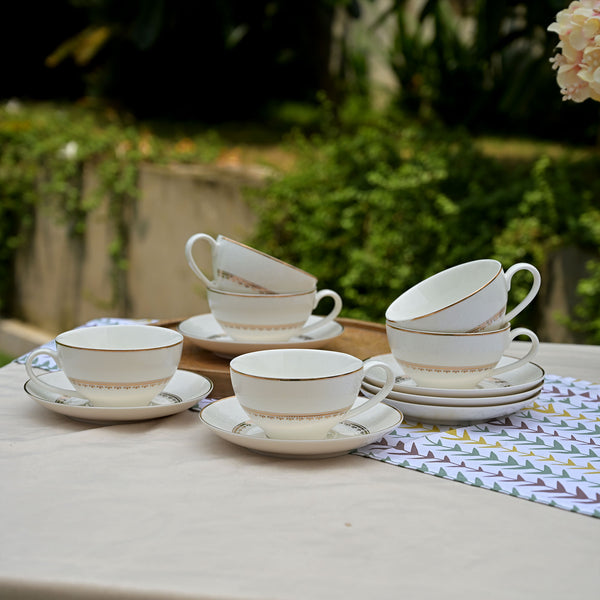 Hiraya: Graceful Bone China Tea Cup Set (Set of 6)