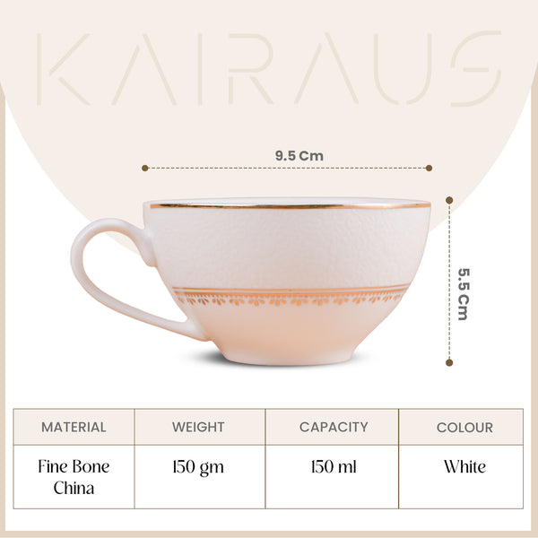 Hiraya: Graceful Bone China Tea Cup Set (Set of 6)