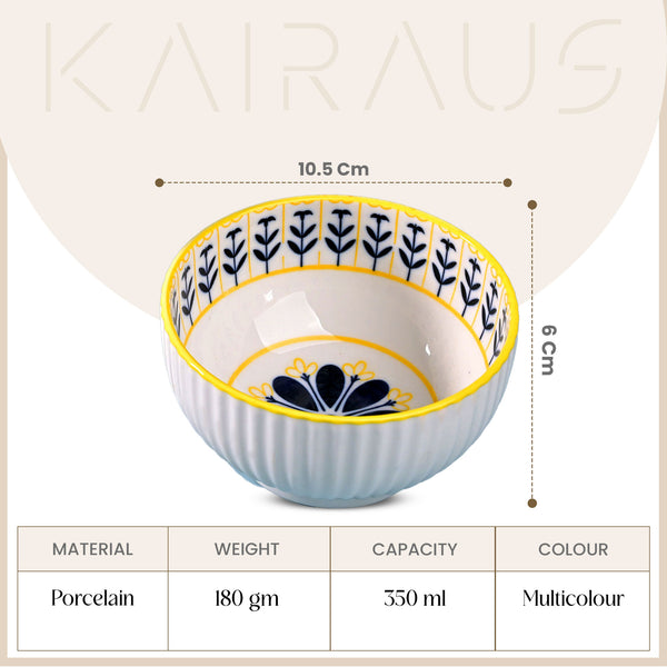 Unique Floral Patterned Porcelain Bowls (Set of 4)