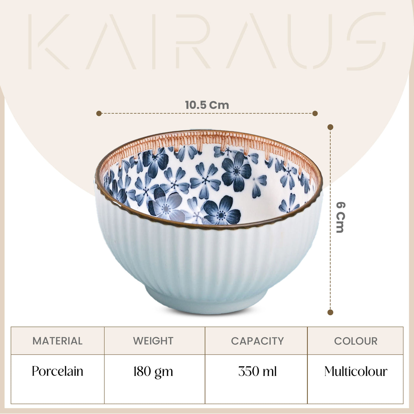 Floral Ribbed Porcelain Bowl Sets