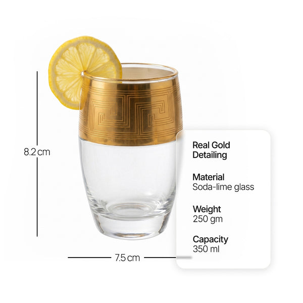 Greek Key Design Gold Drinking Glasses (Set of 2)