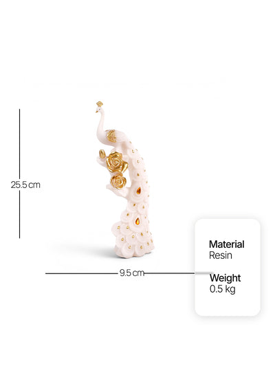 Shwet: The Soft White Peacock Figurine