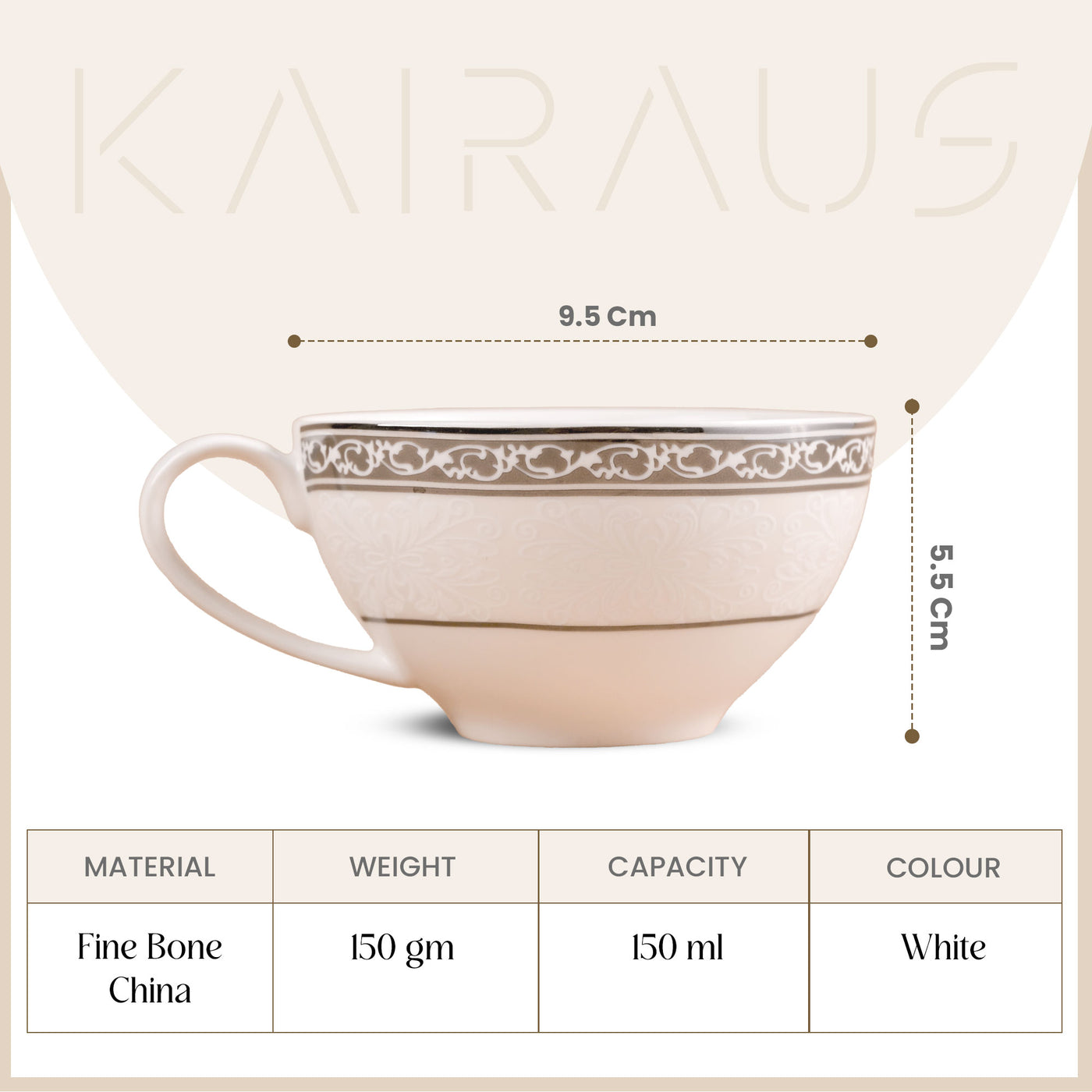Lagom: Charming Bone China Tea Cup Set (Set of 6)