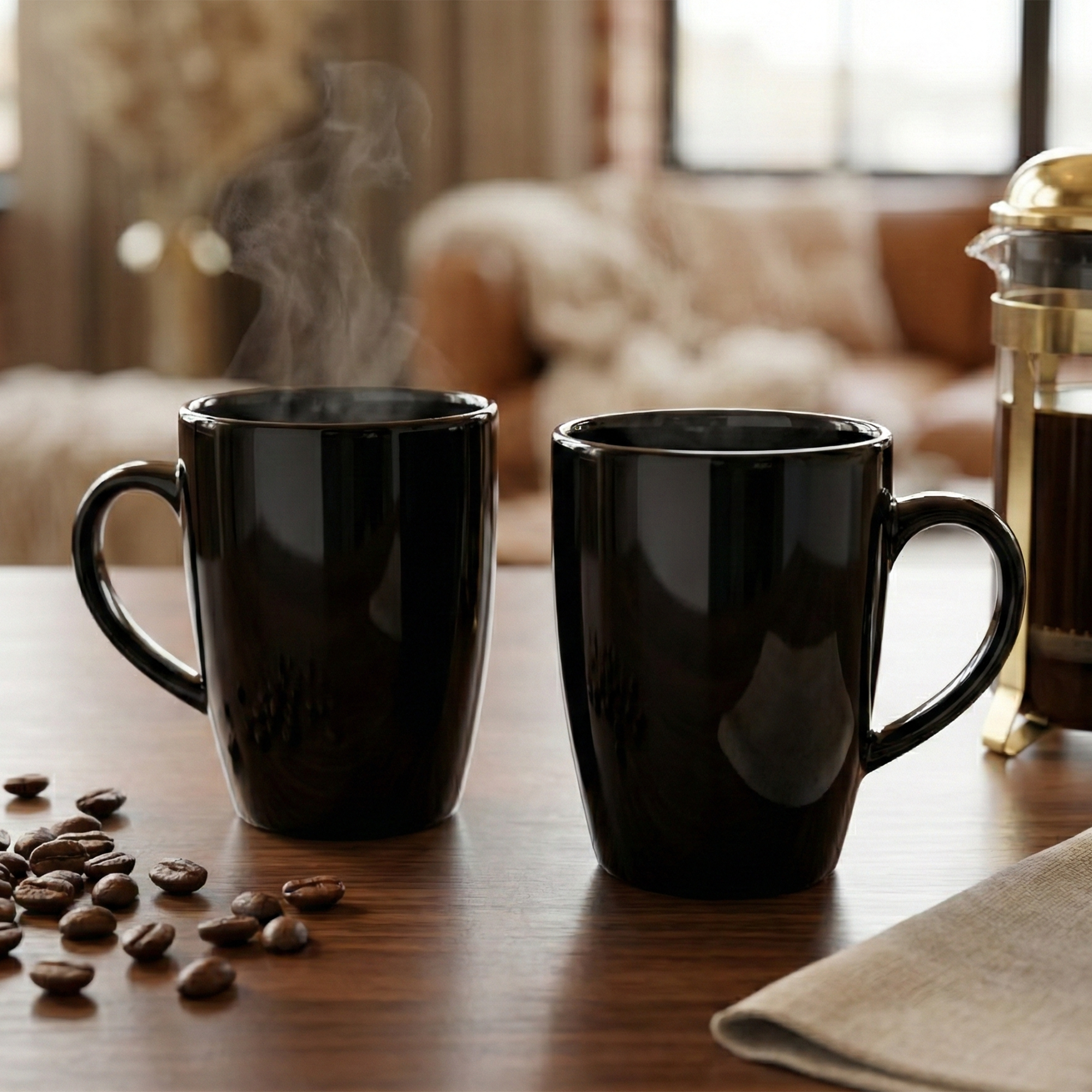 Luxe Black Ceramic Coffee Mug Set of 2 – Kairaus