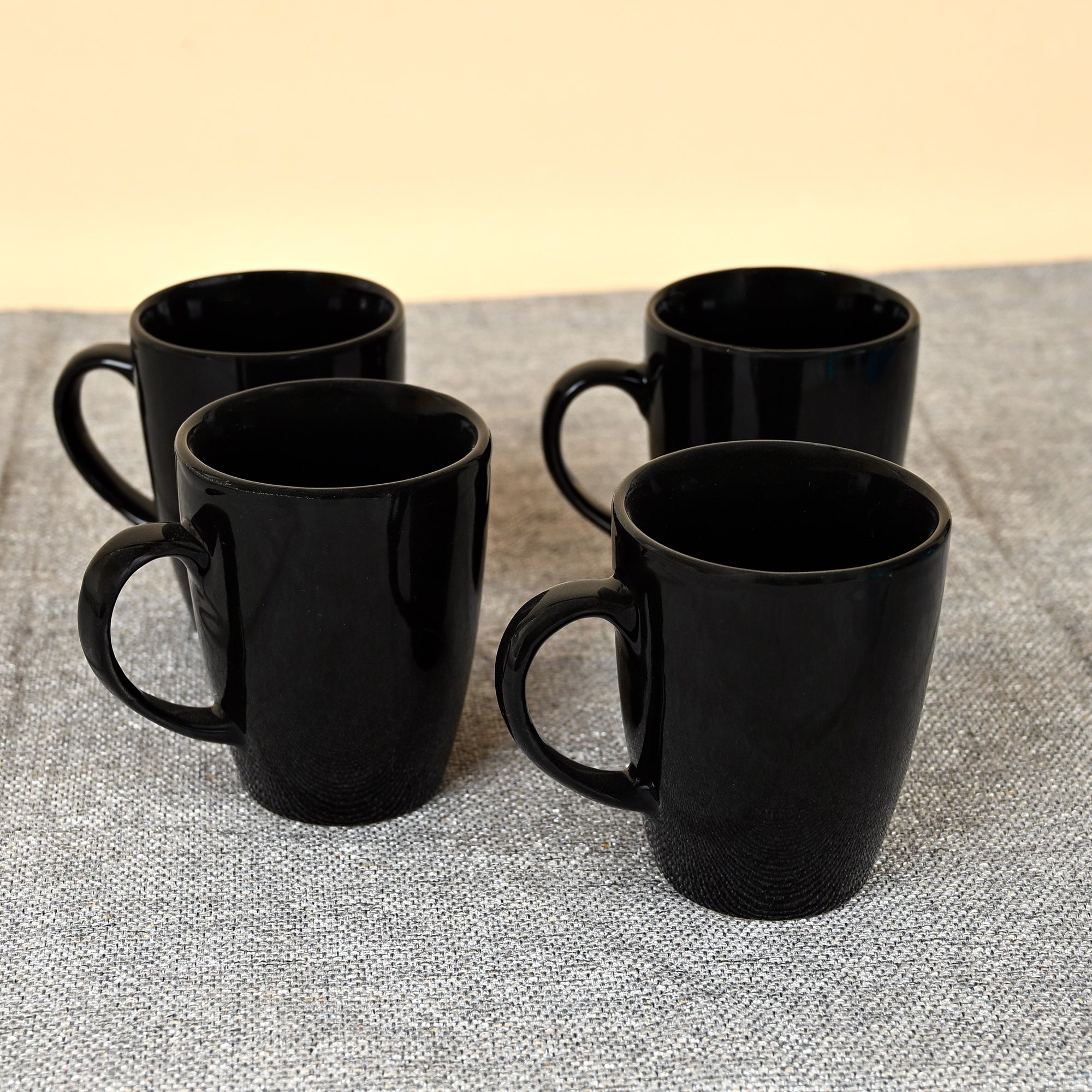 Luxe Black Glossy Coffee Mug Side View Set of 4 – Kairaus