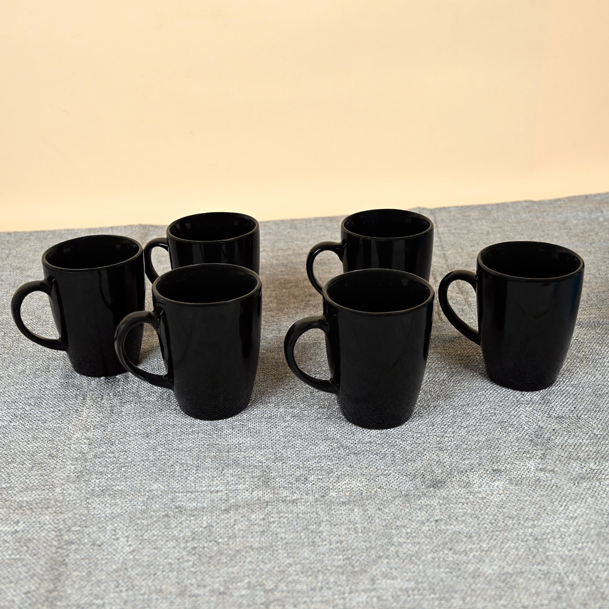Luxe Black Glossy Coffee Mug Side View Set of 6 – Kairaus