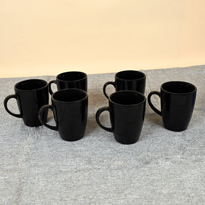Luxe Black Ceramic Coffee Mug Set of 6
