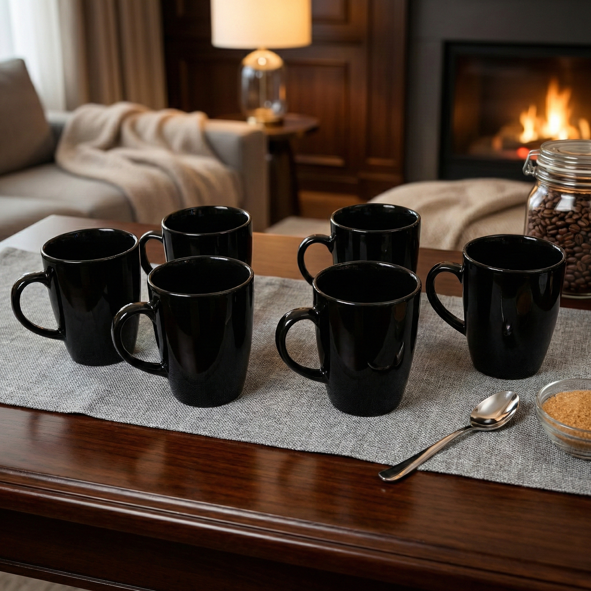 Luxe Black Ceramic Coffee Mug Set of 6 – Kairaus
