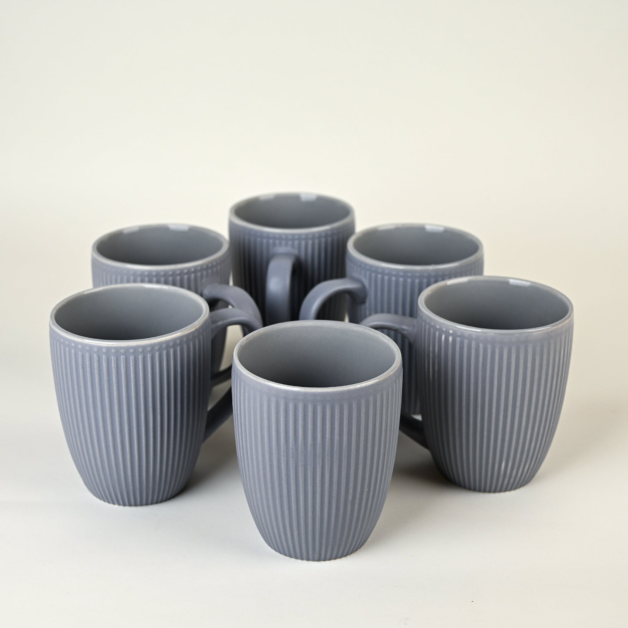 Slate Blue Ceramic Coffee Mug Set of 6