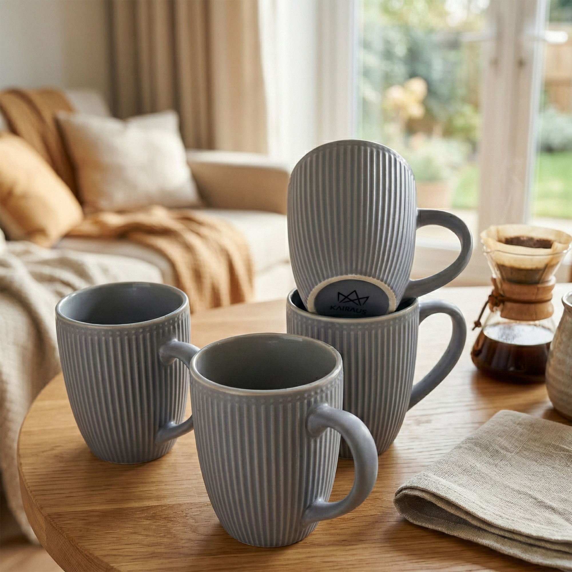 Slate Blue Ceramic Coffee Mug Set of 4