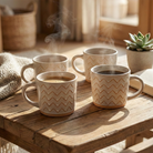 Meandering Ceramic Coffee Mug Set of 4